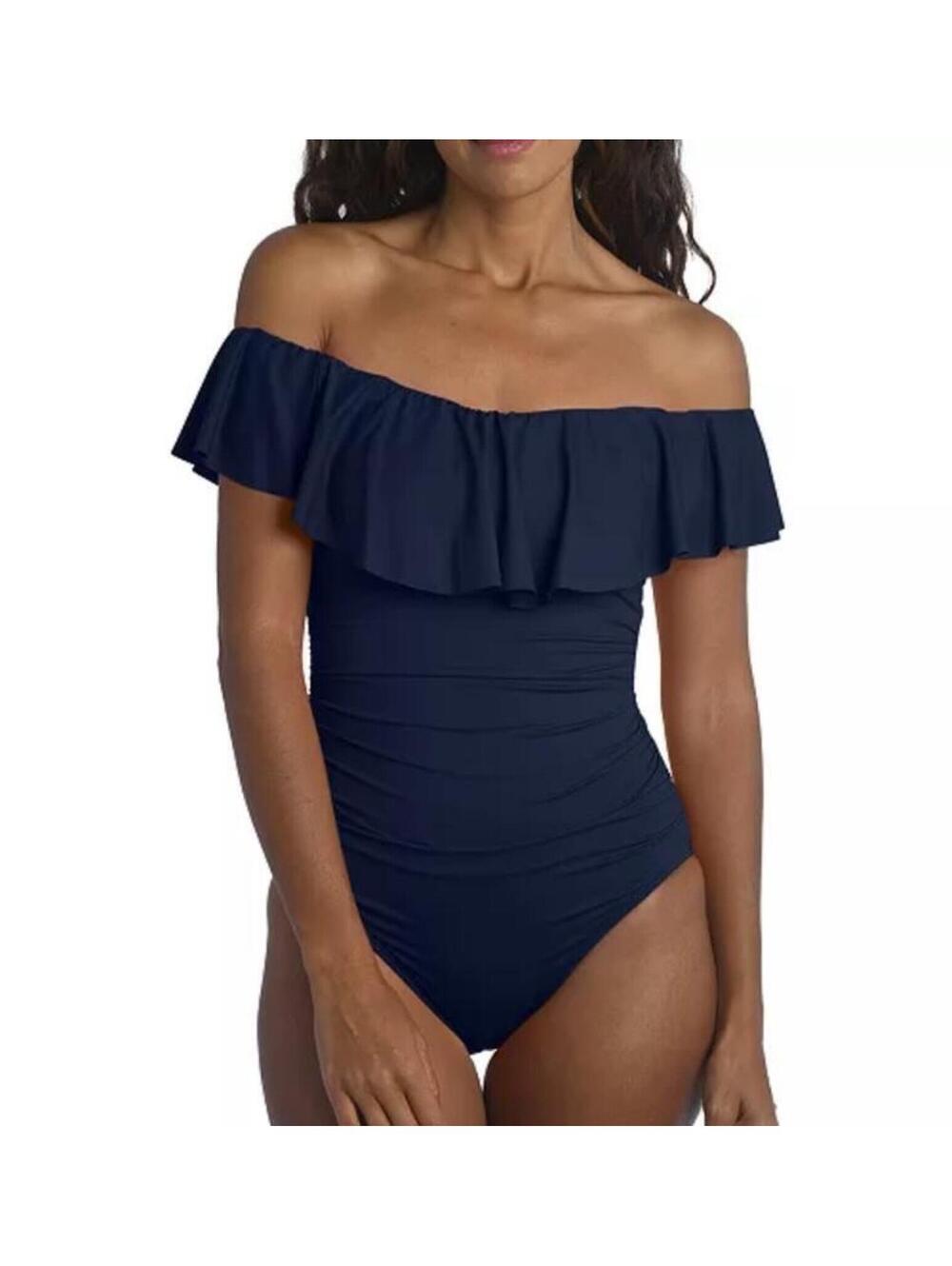 La Blanca Island Goddess black one piece swimsuit large